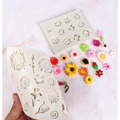 New SunFlower Silicone Fondant Molds Sugarcraft Gummy Paste Chocolate Cake Decorating Tools Resin Clay Baking Kitchen Molds