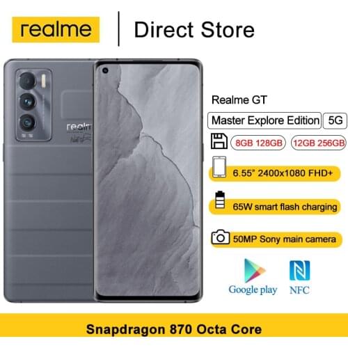 Realme GT Master Explore Edition 5G Cell Phones NFC 6.55" FHD+ Snapdragon 870 50MP Camera 65W Flash Charging 4500mAh Smartphones