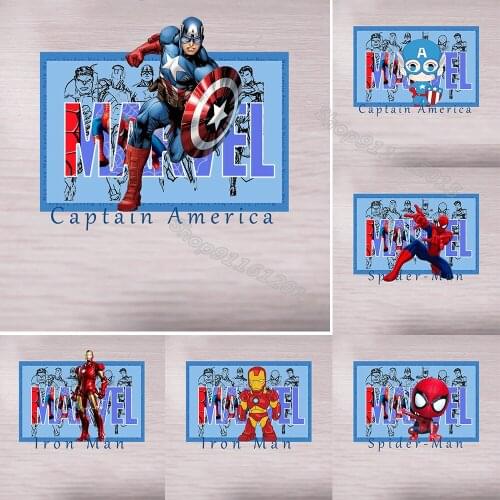Marvel Iron on Hot Transfer Clothing Sticker Clothes Patch Spider-Man Iron Man Captain America Thermo-Sticker Clothing Patches