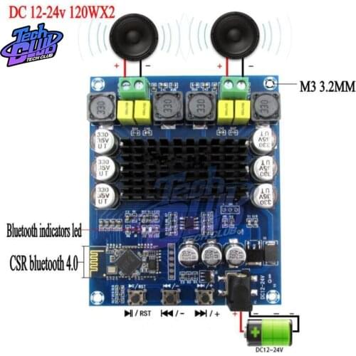 TPA3116D2 120W+120W Wireless Bluetooth 4.0 Audio Receiver High Power Digital Amplifier Board 2*120W