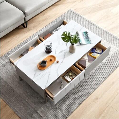 Rock plate TV cabinet telescopic modern simple living room small coffee table TV cabinet combination