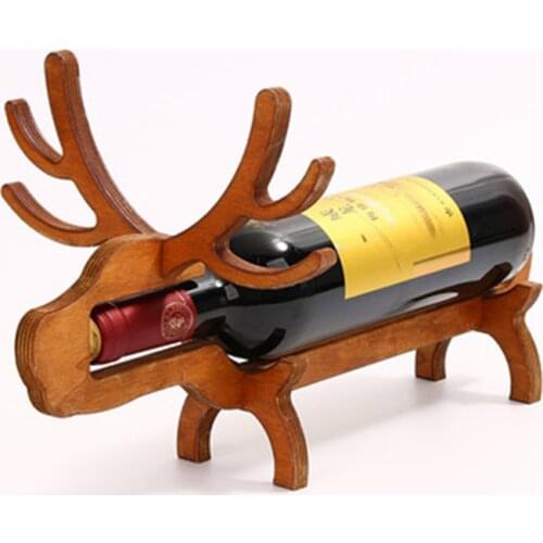 Wine Rack Wine Holder Deer Dog Pig Wood Practical Sculpture Wine Stand Home Decoration Interior Crafts Christmas Gift