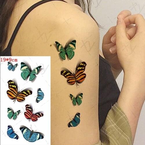 Waterproof Temporary Tattoo Sticker Butterfly Fake Tatto Flash Bird Feather Cat Tatoo Body Art 3D Colorful for Girl Women