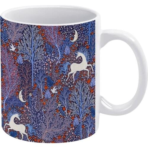 Magical Unicorns at Midnight-Einhörner Im Mitternachtswald White Mug Coffee Mug Afternoon Tea Christmas Cups Ceramic Mug 330ml f