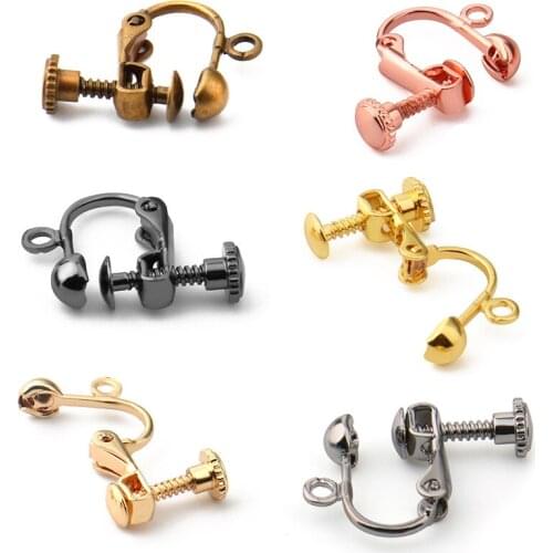 10 Pcs Copper Ear Clip Gold Silver Color DIY Earring Hooks Wire Settings Base Hoops Earrings Accessories For Jewelry Making