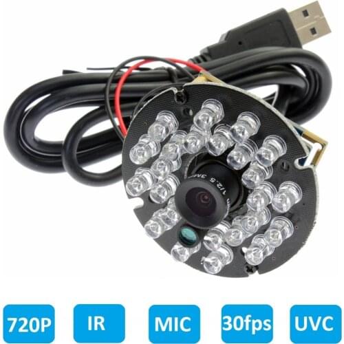 1.0megapixel 720p HD mini CMOS OV9712 MJPEG 30fps night vision ir usb camera module android with mic microphone