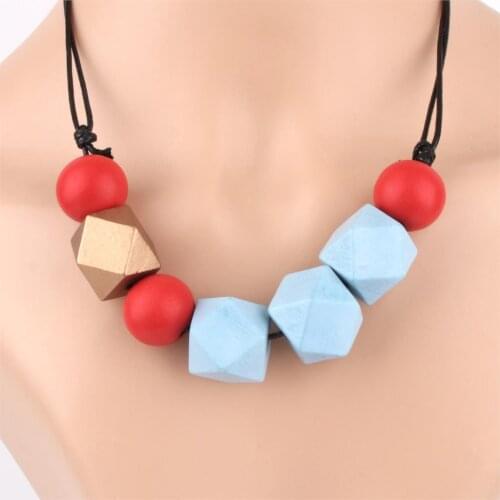 1Pc Bohemia Ethnic Multicolor Wooden Beads Statement Necklaces Original Long Rope Chain For Women Gift Jewelry Handcrafts E2643
