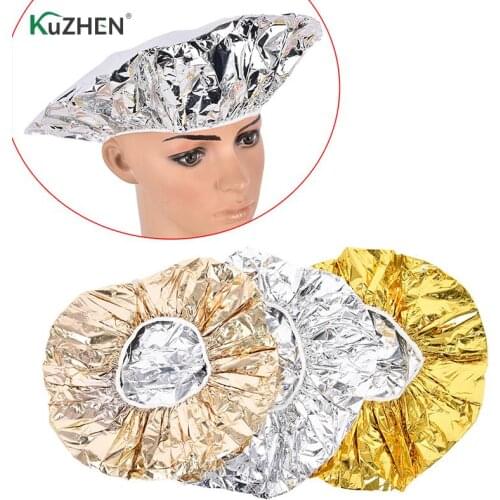 1Pcs Shower Caps Mask Cap One-off Bathing Elastic Aluminum Foil Hair Protector Styling Tools One-off Elastic Waterproof Tools