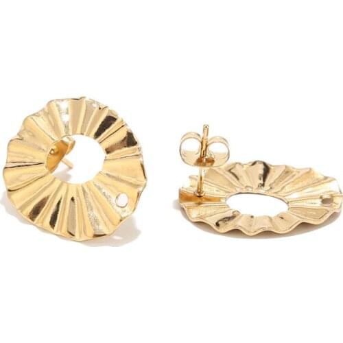 10Pieces Golden stainless steel Ear Studs, Flat Oval Earring Post for Earring Finding 21mm*18mm
