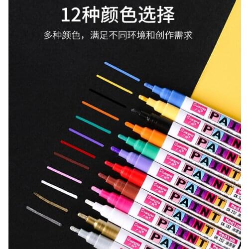 12 Color Paint Marker Pen Waterproof Car Tire Tread CD Metal Permanent Paint Marker Graffiti Oily Craft Touch-up Pen