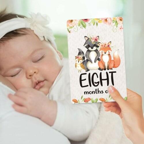 12PCS Baby Month Milestone Cards Newborn Birth Month Birthday Memorial Growth Record Photo Landmark Photography Props Toys