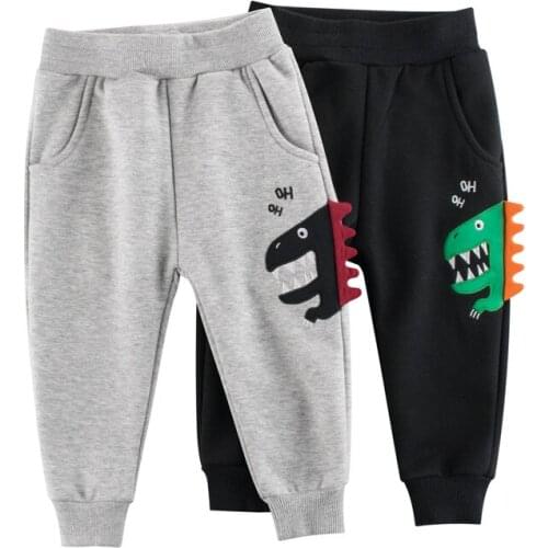 2-9years Baby Girls Cartoon Dinosaur Trousers Thin Velvet Autumn Winter Sweatpant Kids Sport Pants KF896 Dropshipping