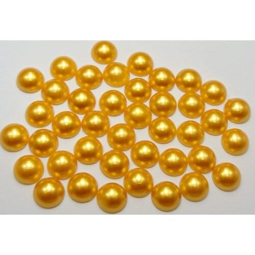 200 pcs Gold Half Pearl Bead 10mm Flat Back Round Scrapbook Craft diy Decorative Accessories