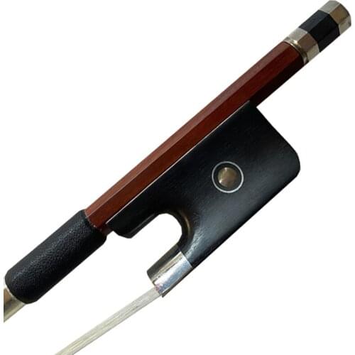 4/4 Size French Style Master Pernambuco BASS BOW Ebony Frog Strong fast response white Natural Horsehair dark brown colour