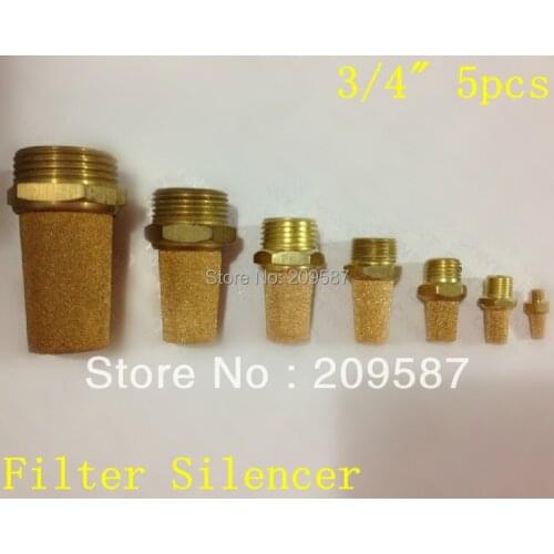 5pcs Sintered Bronze Pneumatic 3/4" PT Male Thread Exhaust Silencer Muffler