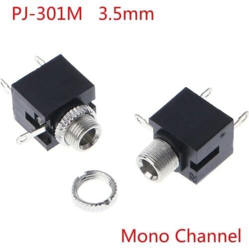 50Pcs 3.5mm Female Audio Connector 3 Pin DIP Headphone Jack Socket Mono Channel PJ-301M PJ301M