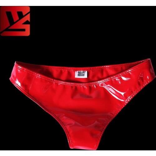 Plus Size Latex PVC Shiny Low-Rise G-string Panties Sexy G string Micro Thong T-Back Erotic Lingerie Smooth Thongs Stage Wear