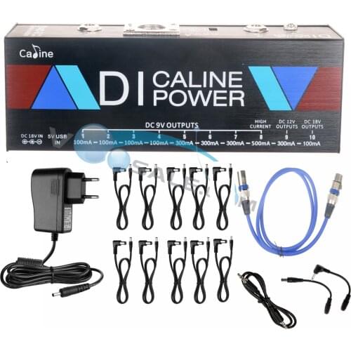Caline DI Box Multi Power Supply CP-201 DI Power 10 Way 18V 1A For Effect Pedal Guitar Accessories Isolated Power With XLR Cable