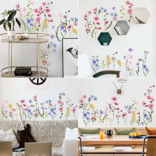 Flower Wall Stickers Peony Vinyl Wall Art Stickers Wall Decals Pink Floral Sticker For Kids Bedroom Home Decoration