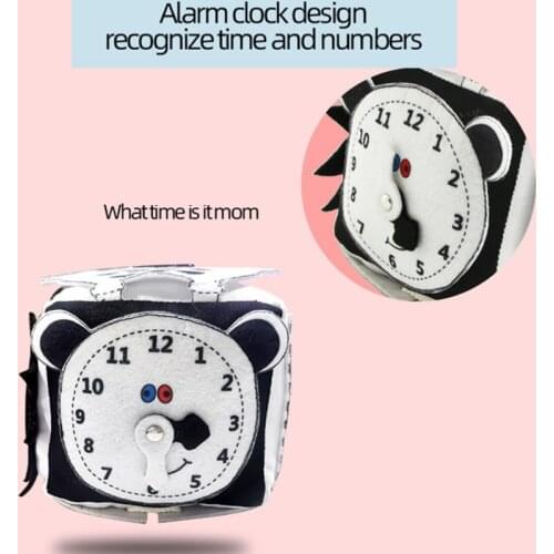 D7WF Baby Busy Board for Activity Center Stimulation Busy Cube Plush Ring with Unbutton Zipper Tie Shoelace Skill Training