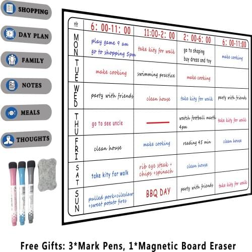 A3 Dry Erase Weekly Planner Board Multiple Magnetic Whiteboard Daily Weekly Dry Erase Magnetic Fridge Stickers Magnetic Board