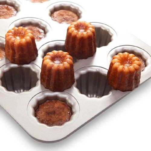 Cannele Cake Mold Metal Golden 12 Cups Non-Stick Baking Tools For Cakes Kitchen bakeware