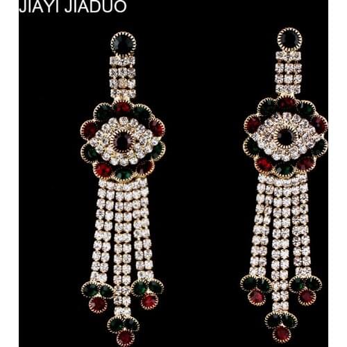 Jiayi jiaduo Charm Turkish Women Jewelry Long Earrings Banquet Wedding Dress Crystal Tassel Earrings Accessories Gifts new 2018