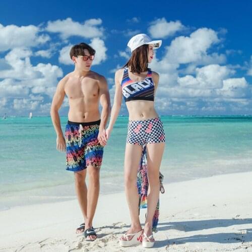 Bikini Three Pieces Swimming Suit Hot Spring 2021 New Bathing-suit Mens Beach Pants Suit Couples Swimsuit Swimwear Women