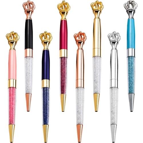 100PCS/LOT Funky Design Queens Scepter Crown Style Metal Crown Metal Ballpoint Pen With Big Crystal Diamond DHL free shipping