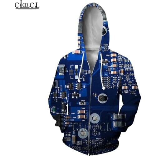 HX Funny Electronic Chip 3D Print Fashion Hoodies Men Women New Fashion Harajuku Jogging Zipper Hoodies Hot Selling Casual Tops