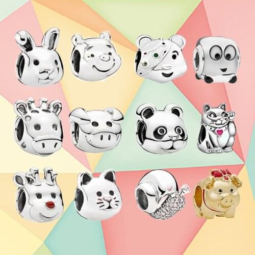 Fashionable And High-quality New Zodiac Pig, Lucky Cat, Animal Charm Beads, Forest Female Diy Exquisite Jewelry Accessories