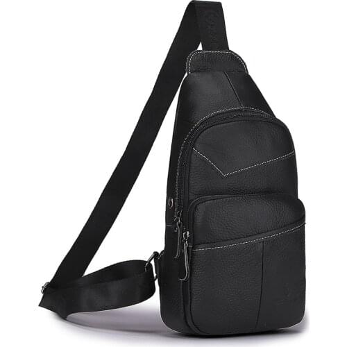 Men Crossbody Chest Bags Waist Bags Mens USB Charging phone bag Leather Shoulder Bag Package