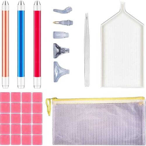 31 Pieces Diamond Painting Tool Lighting Point Drill Pen With Clay Tray Kits 5D Painting with Diamonds Accessories