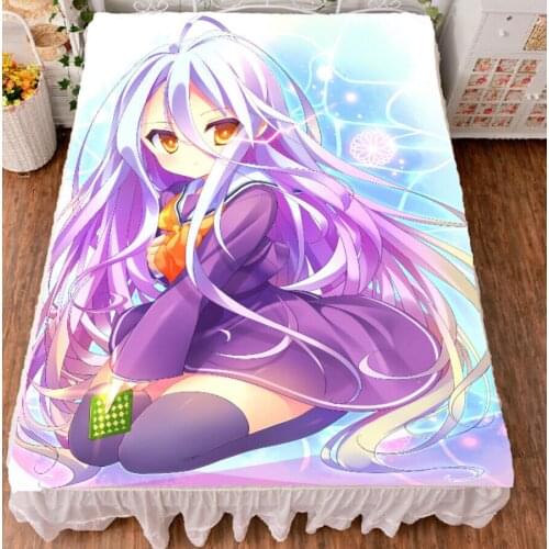 No Game No Life Shiro Anime Bed sheet Throw Blanket Bedding Coverlet Flat Bedsheet Cosplay Gifts