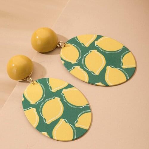 2020 Ins New Charming Painting Animal Lion Tiger Head Leopard Elephant Pineapple Fruit Earrings Korean Trendy Chic Party Jewelry