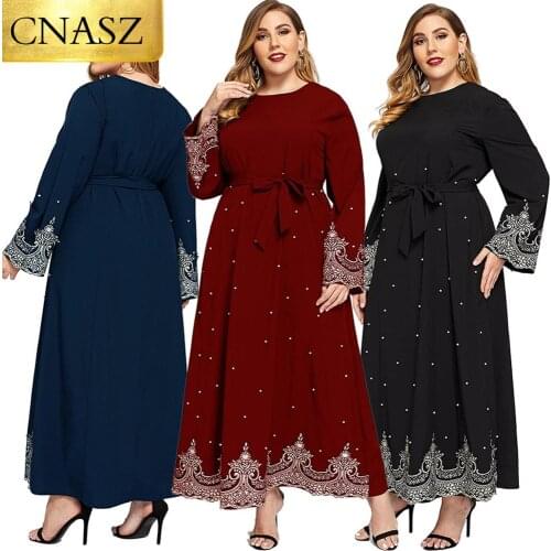 New Arrivals Dress For Women Islamic Turkey Ladies Abaya Muslim Evening Dresses From Dubai Long Sleeve Maxi Beaded Dress