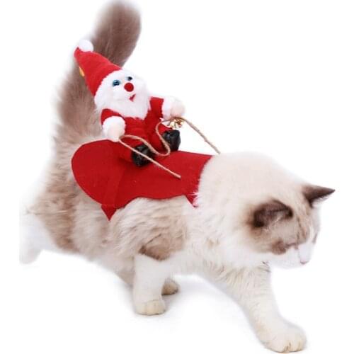 Pet Dog Clothes Christmas Santa Dog Costume Santa Claus Riding Outfit Party Pet Puppy Cosplay Costumes Christmas Decorations