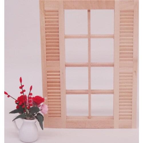 Practical Miniature 8-Pane Shutters Window Model Dollhouse Door Window Fine Workmanship Simulation