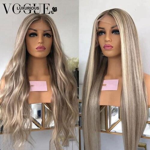Straight 13x6 Lace Front Wig Ash Blonde Highlight Wig Human Hair Preplucked Brazilian HD Loose Wave Lace Front Human Hair Wigs