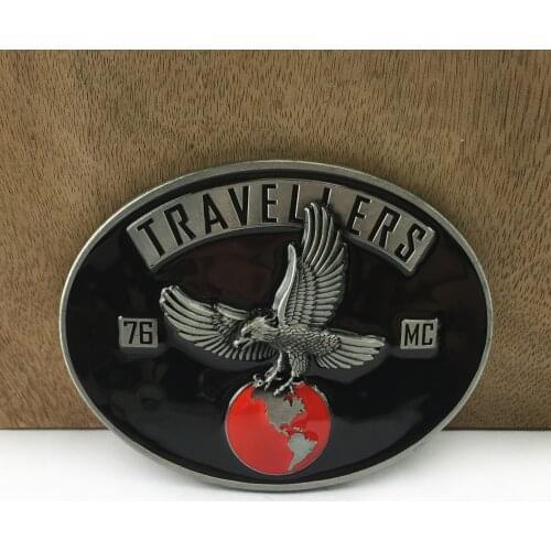 Buckle Club zinc alloy NEW travellers belt buckle eagle belt buckle cowboy jeans gift belt buckle FP-03727 pewter finish