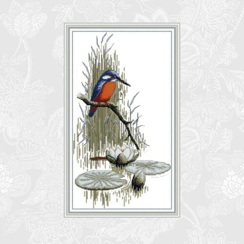 Joy Sunday Chinese cross stitch kits Birds by the river DMC 14CT 11CT Cotton Fabric Home Decor Painting Wholesale