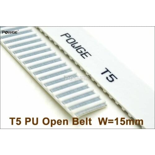 POWGE T5 Timing Belt T5-15 Width=15mm Pitch=5mm PU With Steel Core Open-End Belt T5 15 AT5 Belt High Quanlity