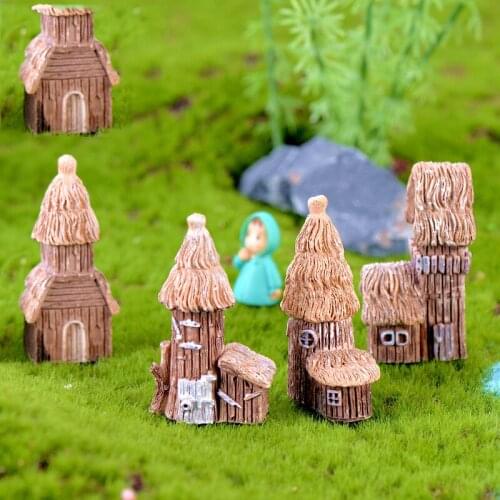 Countryside Cottage Model Wooden House Miniature Figurine Simulation Landscape Decoration Fairy Garden Statue Home Gift Garden