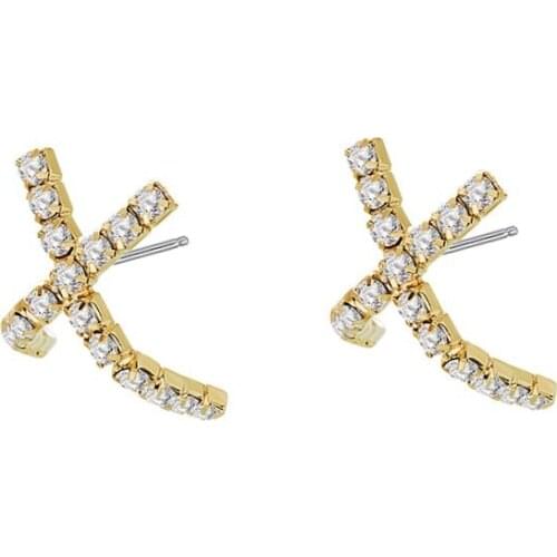 Earrings For Women Hot Sale Heart Brincos X-shaped Stud Earings Boucle Dâoreille Personality Niche Design 2021new Tide Female