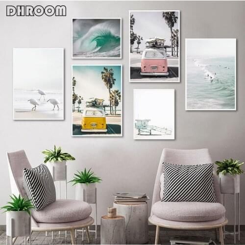 Nordic Landscape Beach Ocean Wall Art Picture Scandinavian Poster Print Camper Canvas Painting on The Wall Living Room Decor
