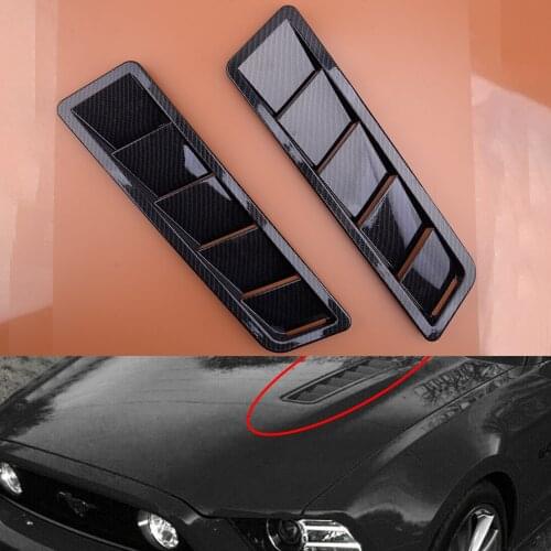 Universal 2Pcs Car Engine Hood Vent Louver Scoop Air Flow Intake Cooling Panel Trim Carbon Fiber Style Decoration