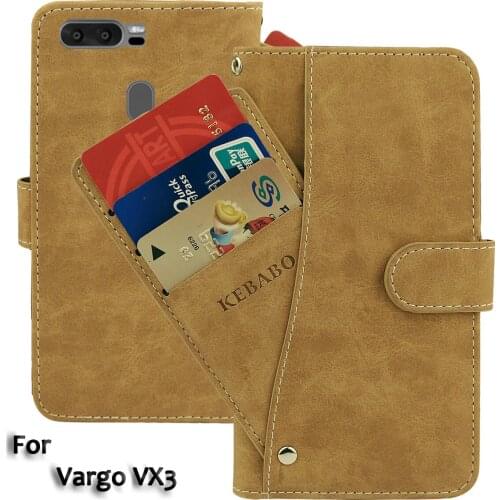 Vintage Leather Wallet Vargo VX3 Case 5.7" Flip Luxury 3 Front Card Slots Cover Magnet Stand Phone Protective Bags