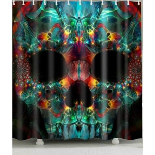 Waterproof Colorful Skull Shower Curtain for Home and Bathroom