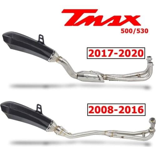 Slip-on for Yamaha TMAX 500 TMAX530 2008-2019 Exhaust Headers Elbow Front Pipe with Carbon Fiber Muffler Escape DB Killer