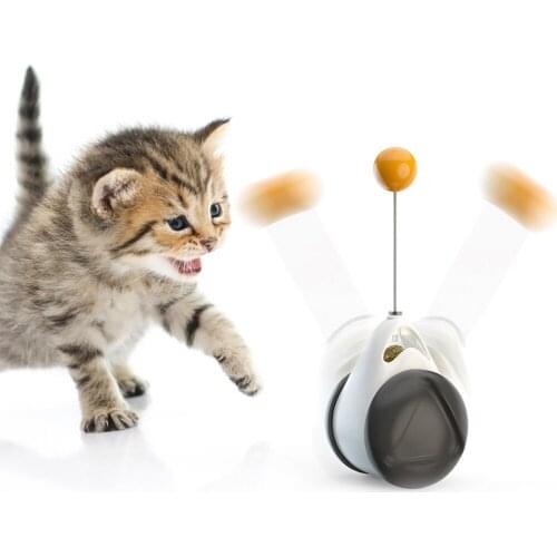 Funny Pet Cat Self Balance Swing Ball Rod Wheel Toy Cute Kitten Chasing Hitting Ball Rod Catnip Toy